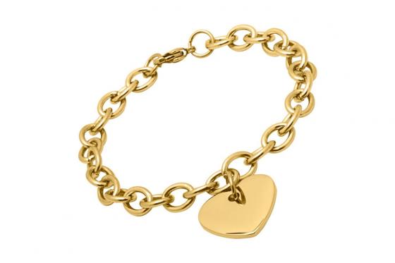 Edelstahlarmband mit Herz - Gelbvergoldet - mit Gravur  
