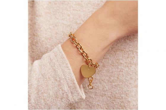 Edelstahlarmband mit Herz - Gelbvergoldet - mit Gravur 2 