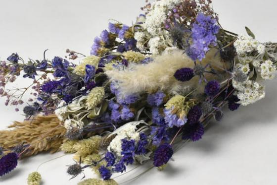 Trockenblumenstrauss - 60 cm  - blau/weiss 1 