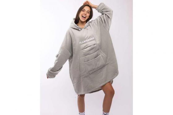 XL Kuschelpullover - mit Bauchtasche + Kapuze  