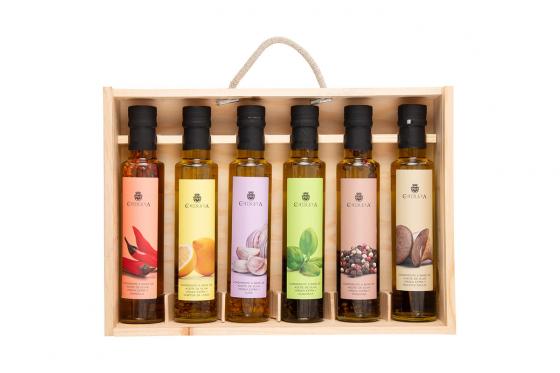 Geschenkset Olivenöl Extra Vergine - in Holzkiste 6 x 250ml  