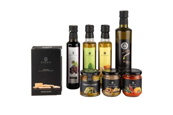Coffret cadeau Gourmet - Huile d’olive, vinaigre balsamique et antipasti 2 