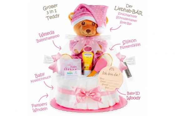 Windeltorte Rosa - 0-8 Monate 1 