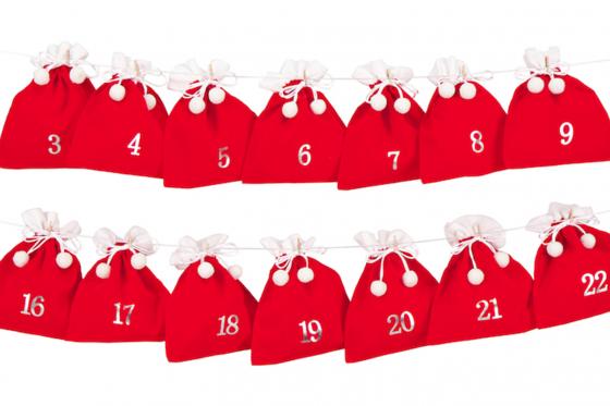 Adventskalender samt rot - zum selber befüllen  