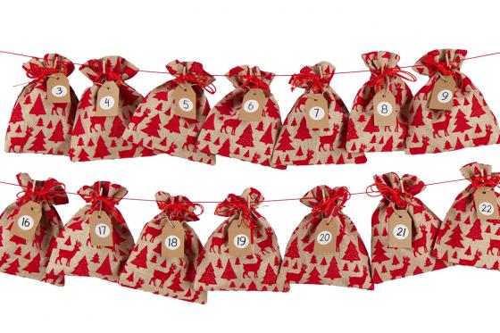 Adventskalender Natur Samt - zum selber befüllen  