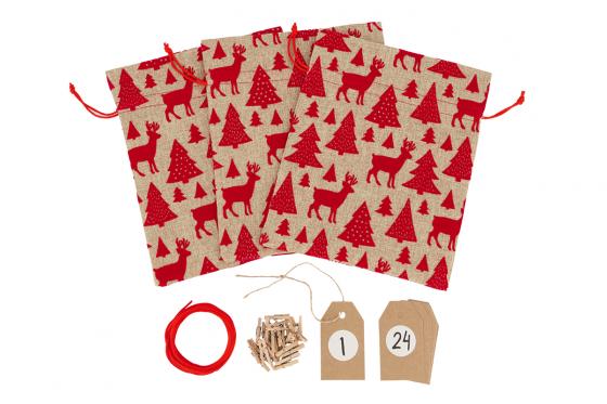 Adventskalender Natur Samt - zum selber befüllen 1 