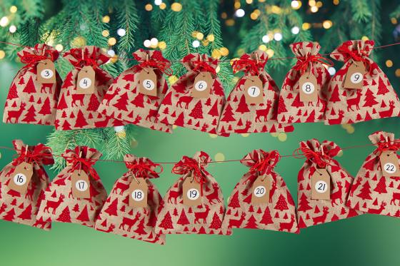 Adventskalender Natur Samt - zum selber befüllen 3 