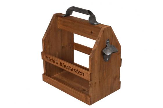 Flaschenträger - aus Holz, mit Gravur 2 