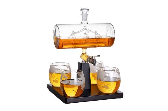 Schiff Karaffen-Set - inkl. 4 Gläser  