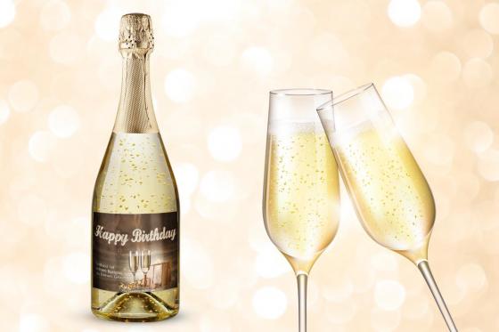 Happy Birthday 7.5 dl - Bouteille de mousseux pailleté d'or  