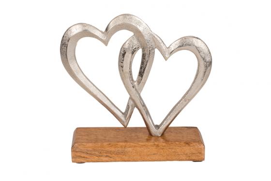 Doppelherzen Aufsteller - auf Holzfuss  