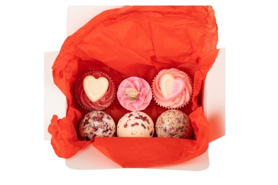 Bombes de bain cupcakes d'amour - Set cadeau de 6 pièces  