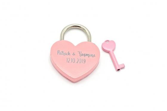 Cadenas d'amour cœur rose - avec gravure 1 