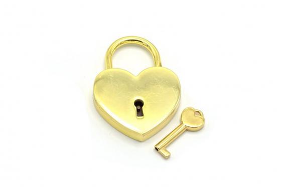 Liebesschloss Herz Gold - mit Gravur 2 