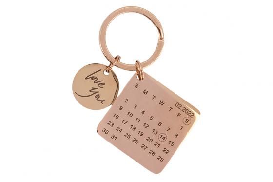 Porte-clés calendrier, rose doré - Personnalisable  
