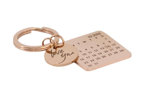 Porte-clés calendrier, rose doré - Personnalisable 1 