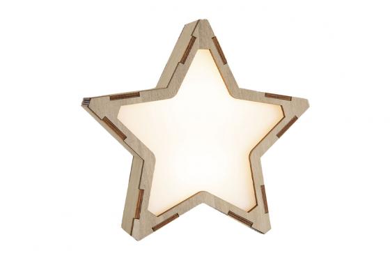 Veilleuse étoile personnalisable - Porte nom lumineux en bois 3 