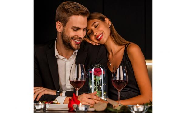 Ewige Rose im Glas - mit Licht 2 