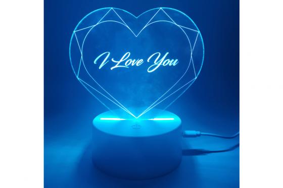 Lampe cœur avec gravure - s'éclaire de 7 couleurs  1 