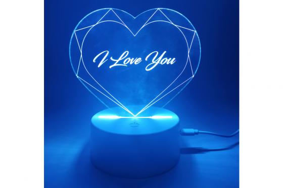 Lampe cœur avec gravure - s'éclaire de 7 couleurs  2 