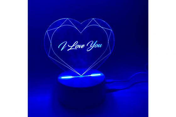 Lampe cœur avec gravure - s'éclaire de 7 couleurs  3 