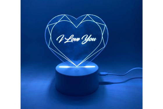 Lampe cœur avec gravure - s'éclaire de 7 couleurs  4 