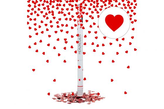 Canon à confettis XL - Cœurs, 80 cm  