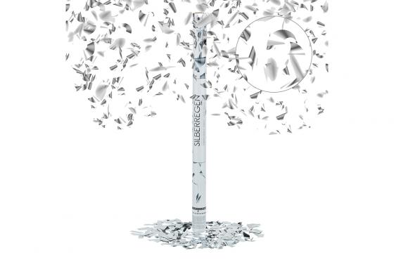 XL Konfettikanone - silber, 80 cm  