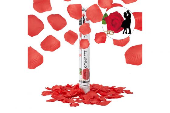 Canon à confettis rouges - Avec pétales de rose  