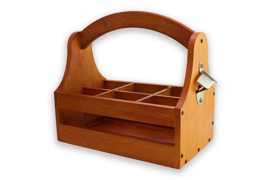 Porte-bouteilles en bois pour 6 bières - avec ouvre-bouteille 1 