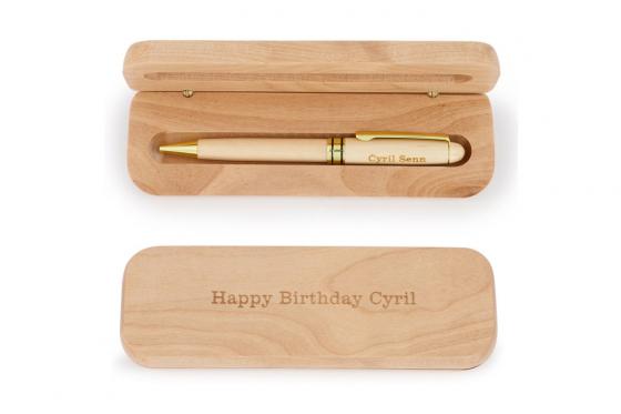 Holz-Kugelschreiber -  mit Gravur  