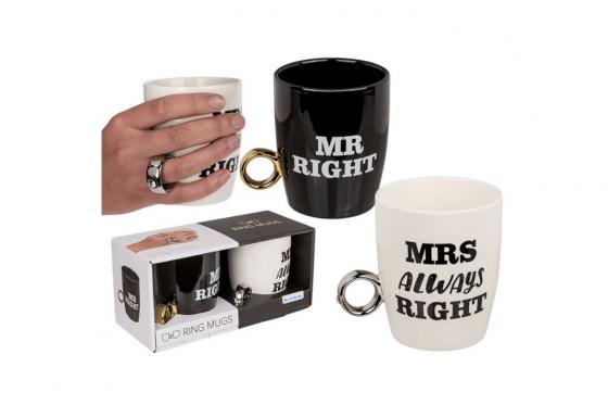 Tasses Mr Right & Mrs Always Right - Duo de mugs avec anses anneau 1 