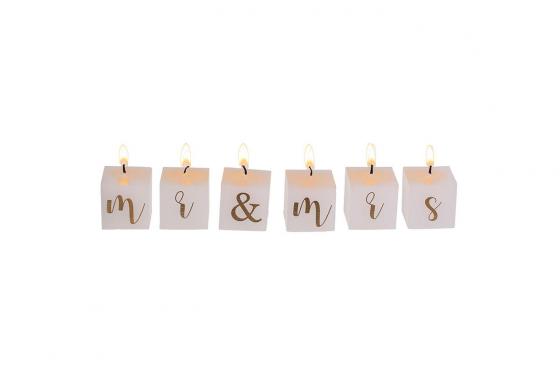 Cubes de bougies lettres - Mr & Mrs  