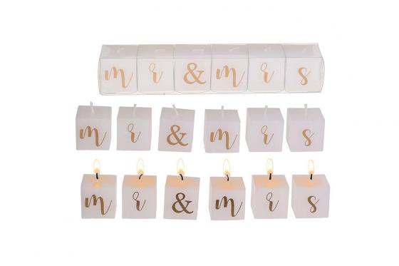 Cubes de bougies lettres - Mr & Mrs 1 
