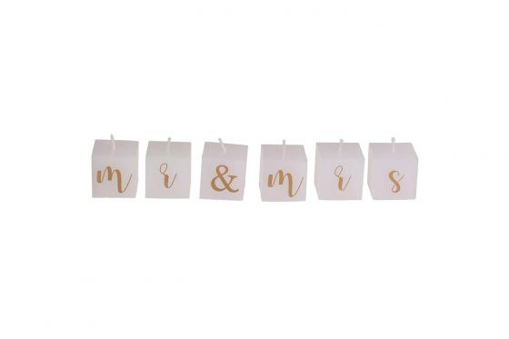 Cubes de bougies lettres - Mr & Mrs 3 