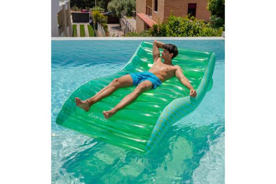 Chaise longue XL piscine vert -  180 x 114  cm  