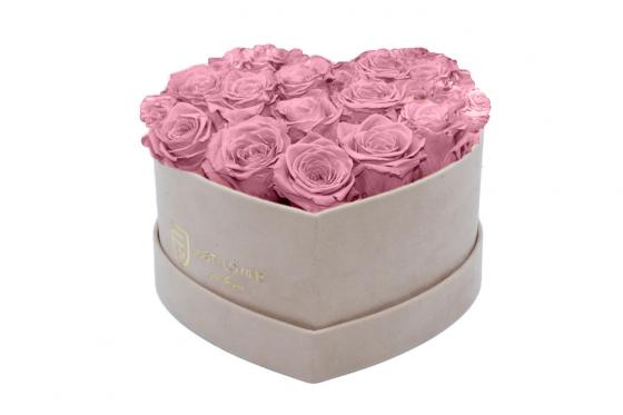 Rosenbox Herz Velvet - Infinity Rosen rosa  