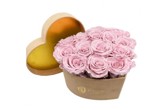 Rosenbox Herz Velvet - Infinity Rosen rosa 1 