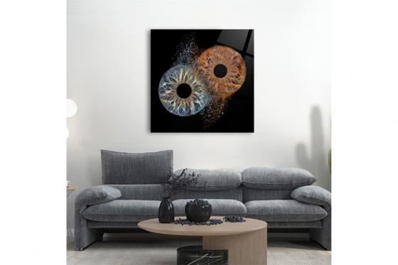 Photo d'iris en couple - 40x40cm, impression sur verre acrylique avec effet explosion, pour 2 1 