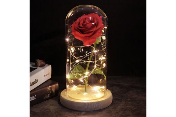 Rose LED sous dôme  - avec lumières LED  