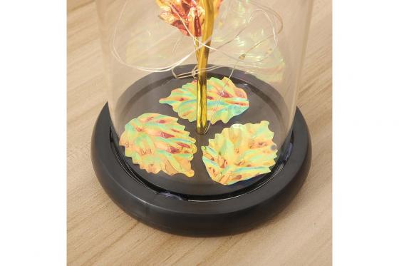 Rose éternelle dorée sous dôme - avec LED 5 