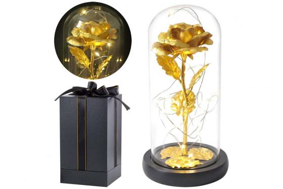 Goldrose im Glas - mit Gravur  1 