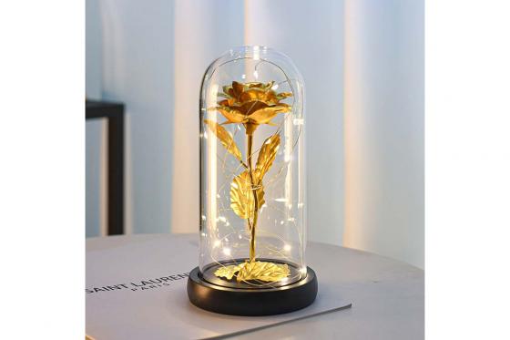 Goldrose im Glas - mit Gravur  2 