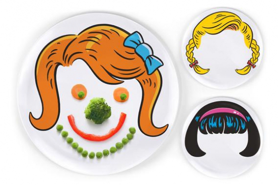 Set  de 3, assiette enfant - visage de fille  