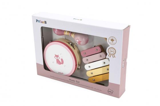 Ensemble musical - 3 jouets en bois, rose  