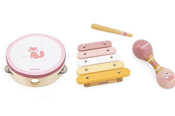 Ensemble musical - 3 jouets en bois, rose 1 