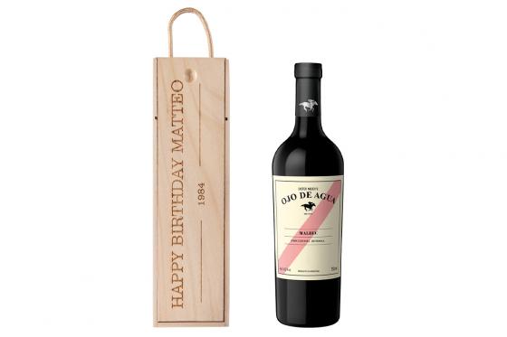 Coffret bouteille de vin personnalisable - Ojo de Agua Malbec  1 