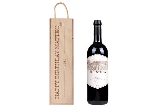 Weinkiste mit Argentiera 0.75l - mit Gravur  