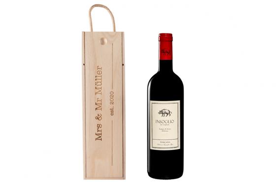 Coffret bouteille de vin Insoglio del Cinghiale - Avec gravure  