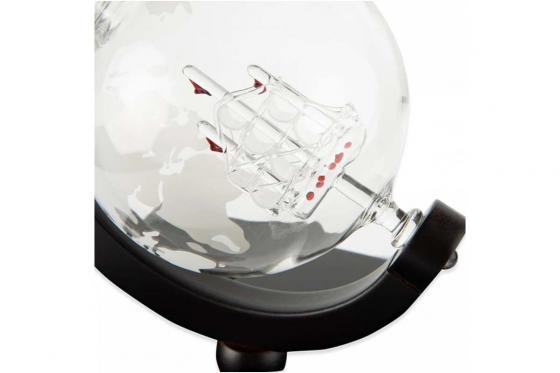 Glaskaraffe Globus mit 4 Gläser - mit Gravur 2 